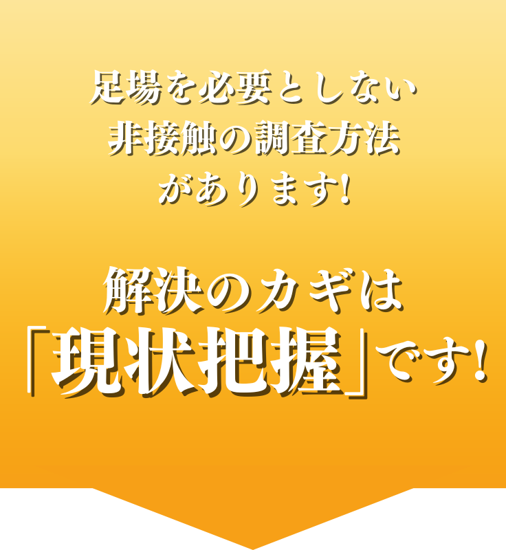 足場を必要としない非接触の調査方法があります！